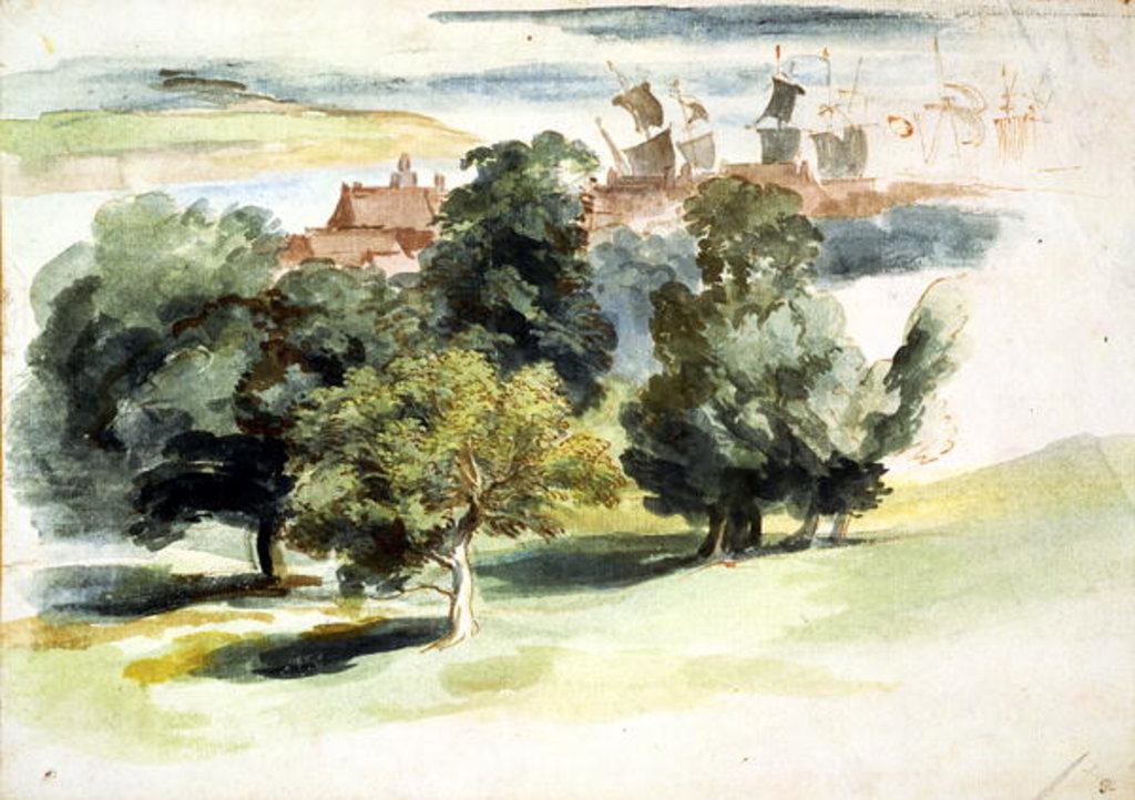 Detail of An English Landscape, c.1635-41 by Anthony van Dyck
