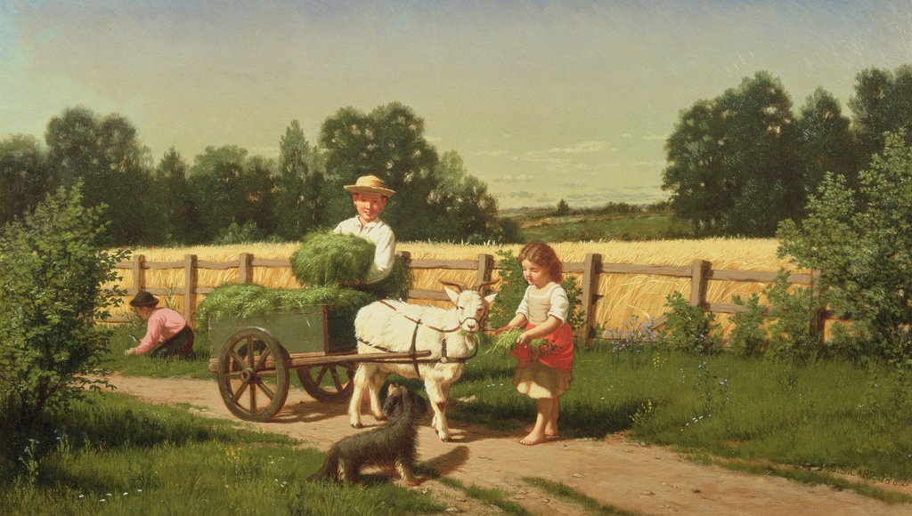 Detail of The Goat Cart, 1882 by Samuel S. Carr