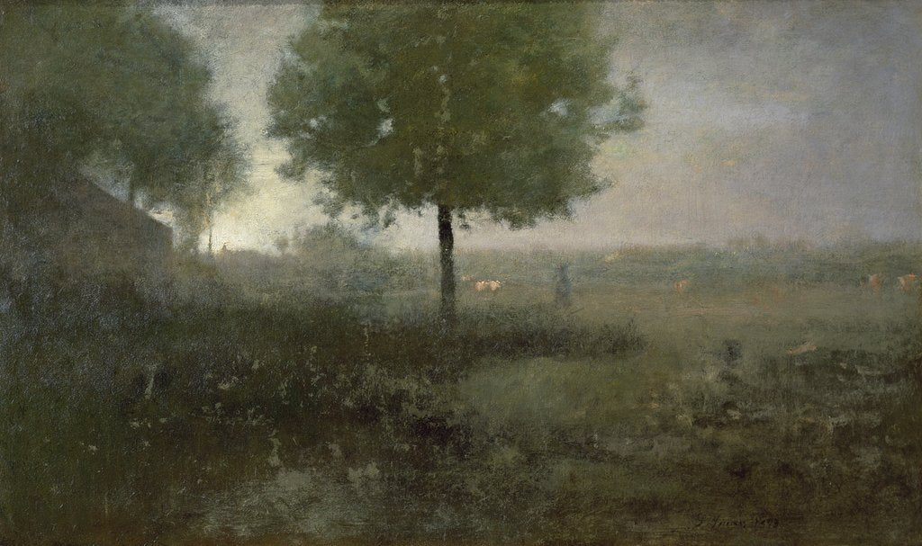 Detail of Misty Morning, Montclair, 1893 by George Snr. Inness