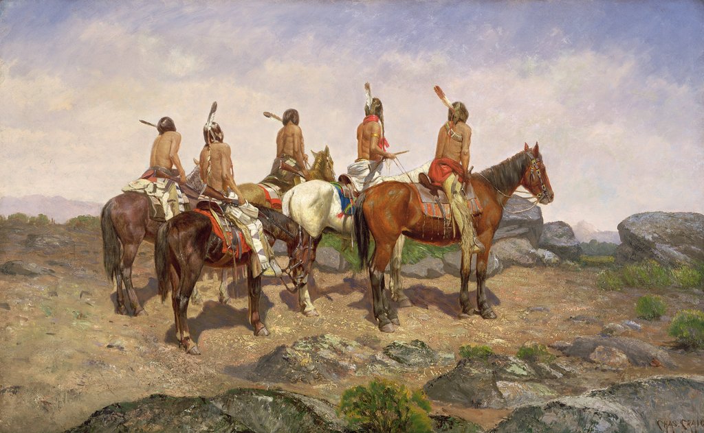 Detail of On the Lookout, Sighting the Enemy by Charles Craig