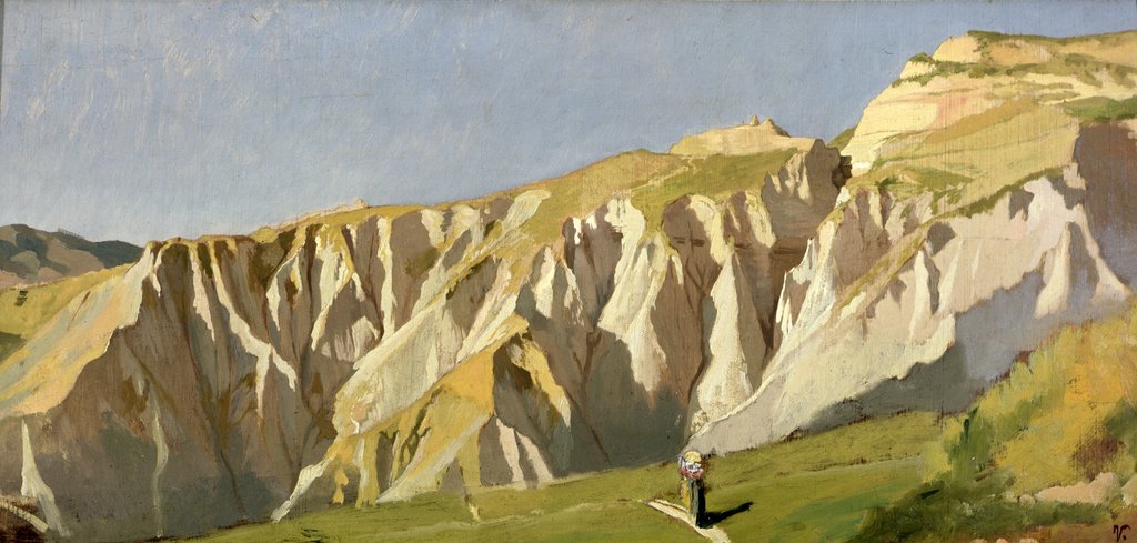 Detail of Cliffs of Volterra by Elihu Vedder