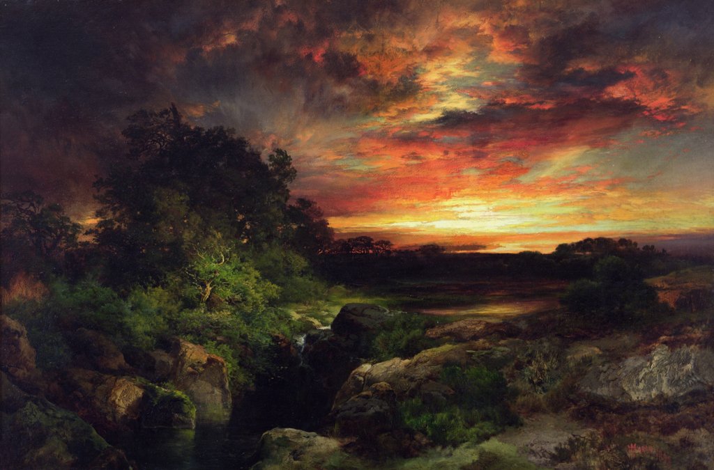 Detail of An Arizona Sunset Near the Grand Canyon, 1898 by Thomas Moran