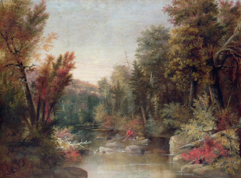 Detail of Fall Fisherman by Robert Seldon Duncanson