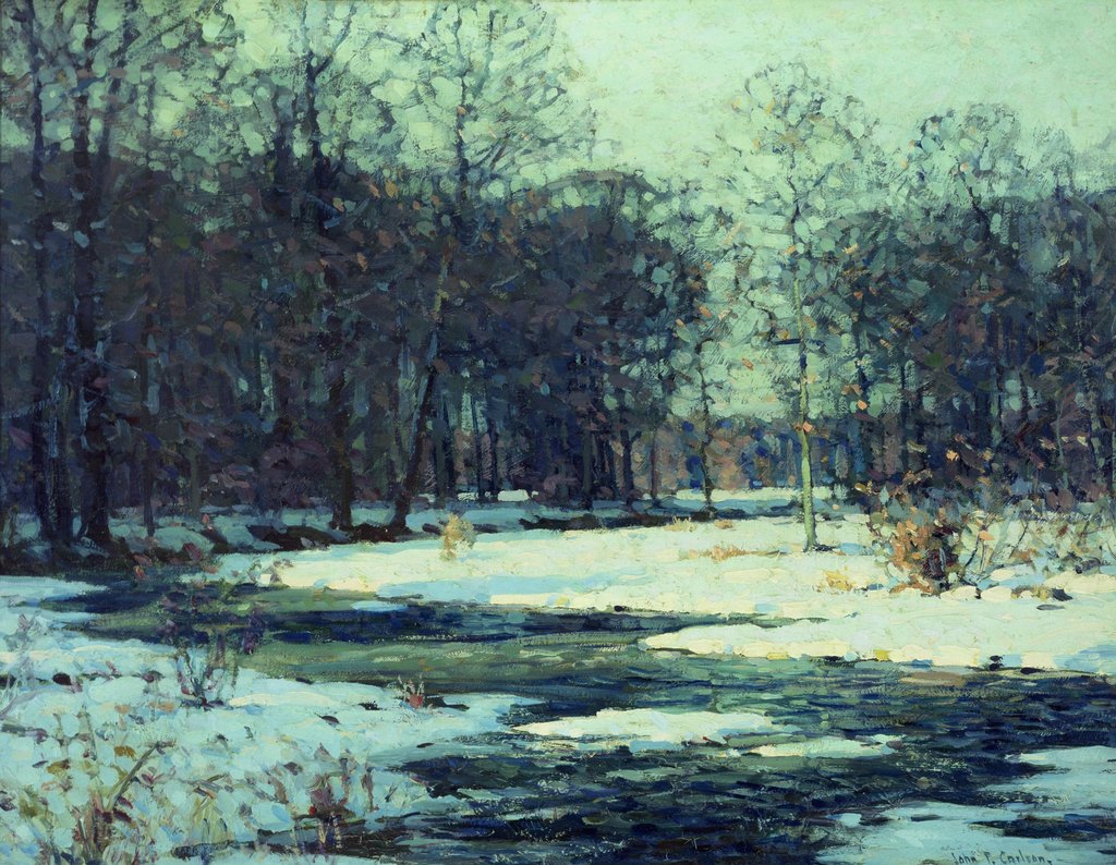 Detail of Winter River Landscape by John Fabian Carlson