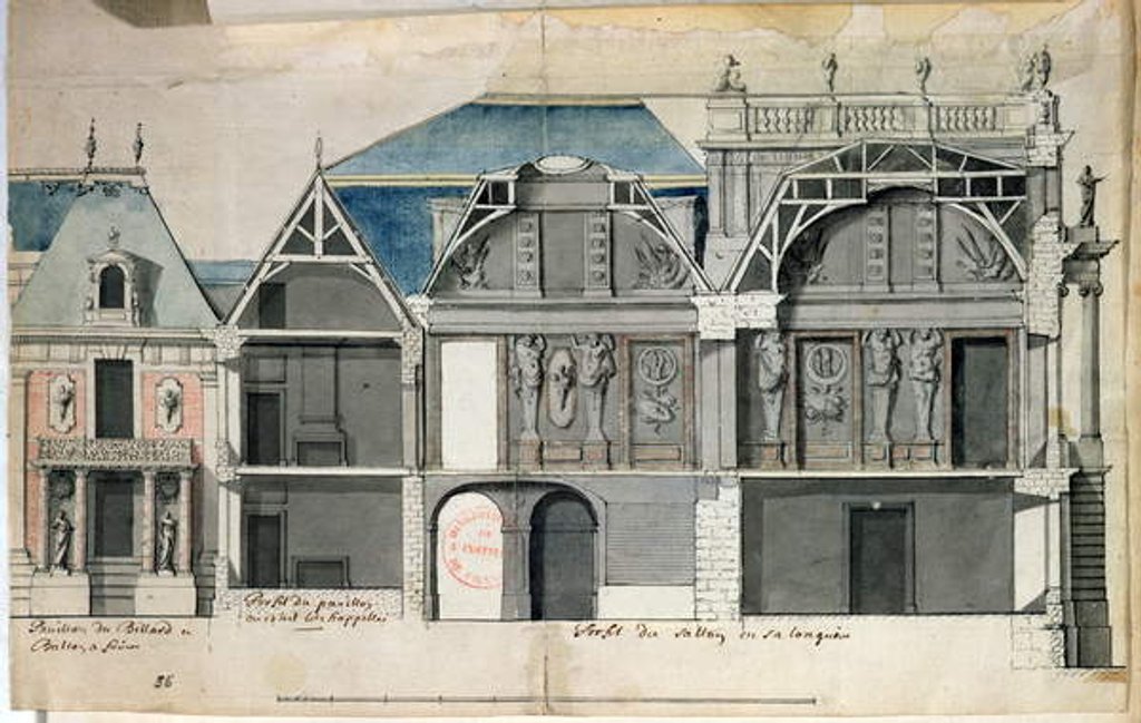 Detail of Cross-section of a wing of the Chateau de Versailles constructed by Louis Le Vau by French School