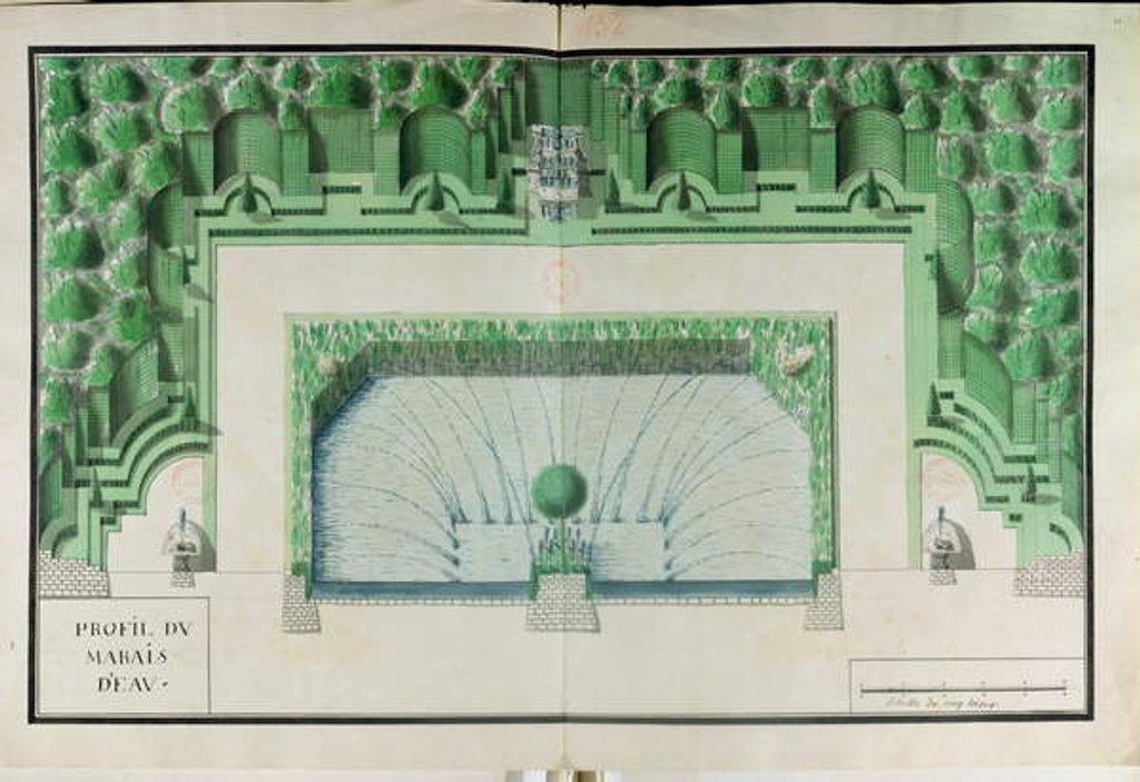 Detail of Ms 1307/47 Design for a water garden at Versailles by Andre Le Notre