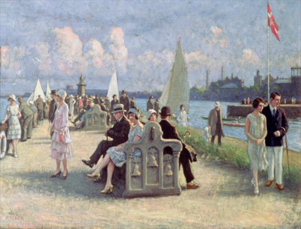 Detail of People on a Promenade by Paul Fischer