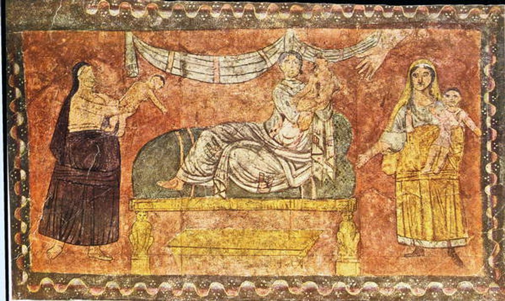 Detail of Elijah revives the widow's child by Jewish School