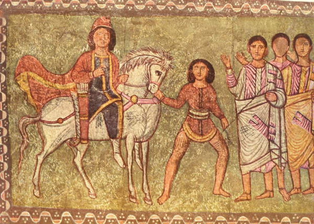 Detail of Mordechai and Haman by Jewish School