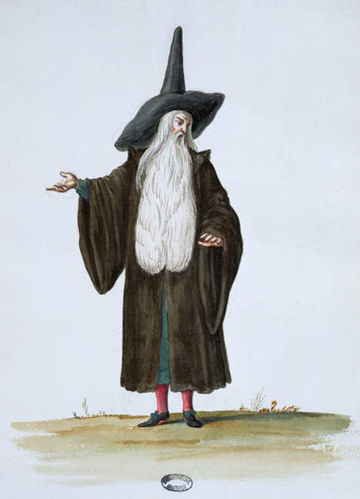 Detail of A Magician, theatrical costume design for the celebrations and parties of Louis XIV by Jean I (1640-1711) Berain
