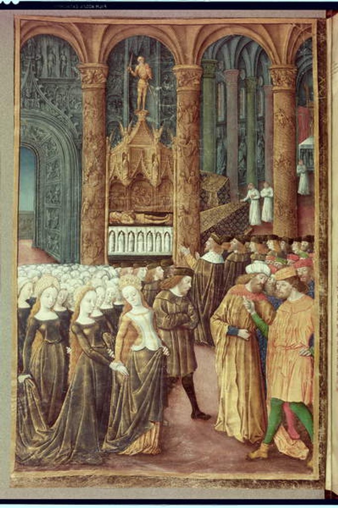 Detail of Nouv Acqu Fr 24920 fol.24v Priam before the tomb of Hector in the Temple of Apollo by Jean Colombe