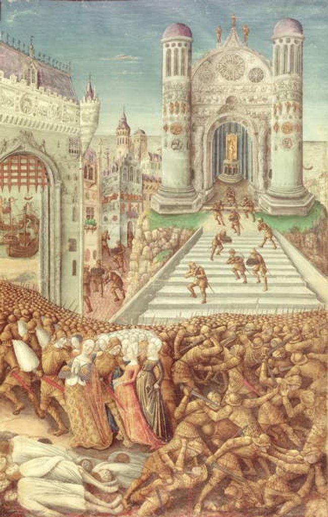 Detail of Nouv Acqu Fr 24920 fol.12 The Abduction of Helen by Jean Colombe