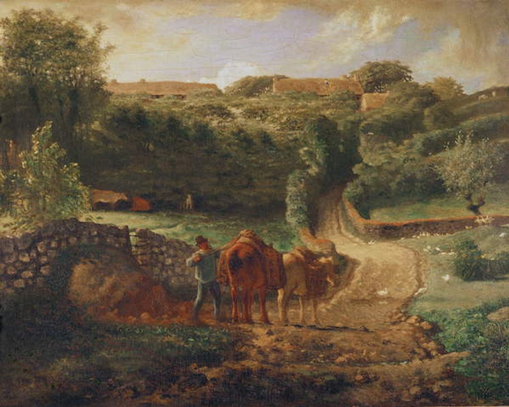Detail of The Cousin Hamlet at Greville, c.1865-73 by Jean-Francois Millet