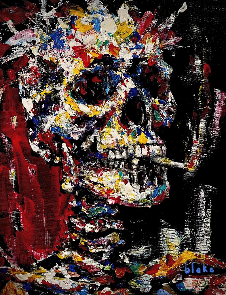 Detail of Skull With Spliff, c.2021-22 by Blake Munch