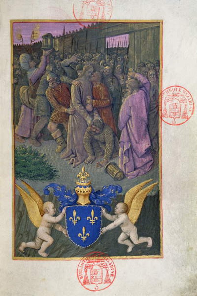 Detail of Ms 473 Judas kissing Christ by French School