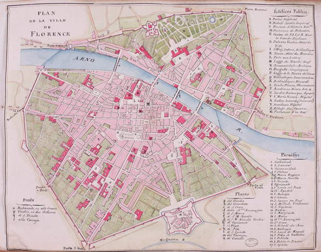 Detail of Map of the town of Florence, 1812 by French School