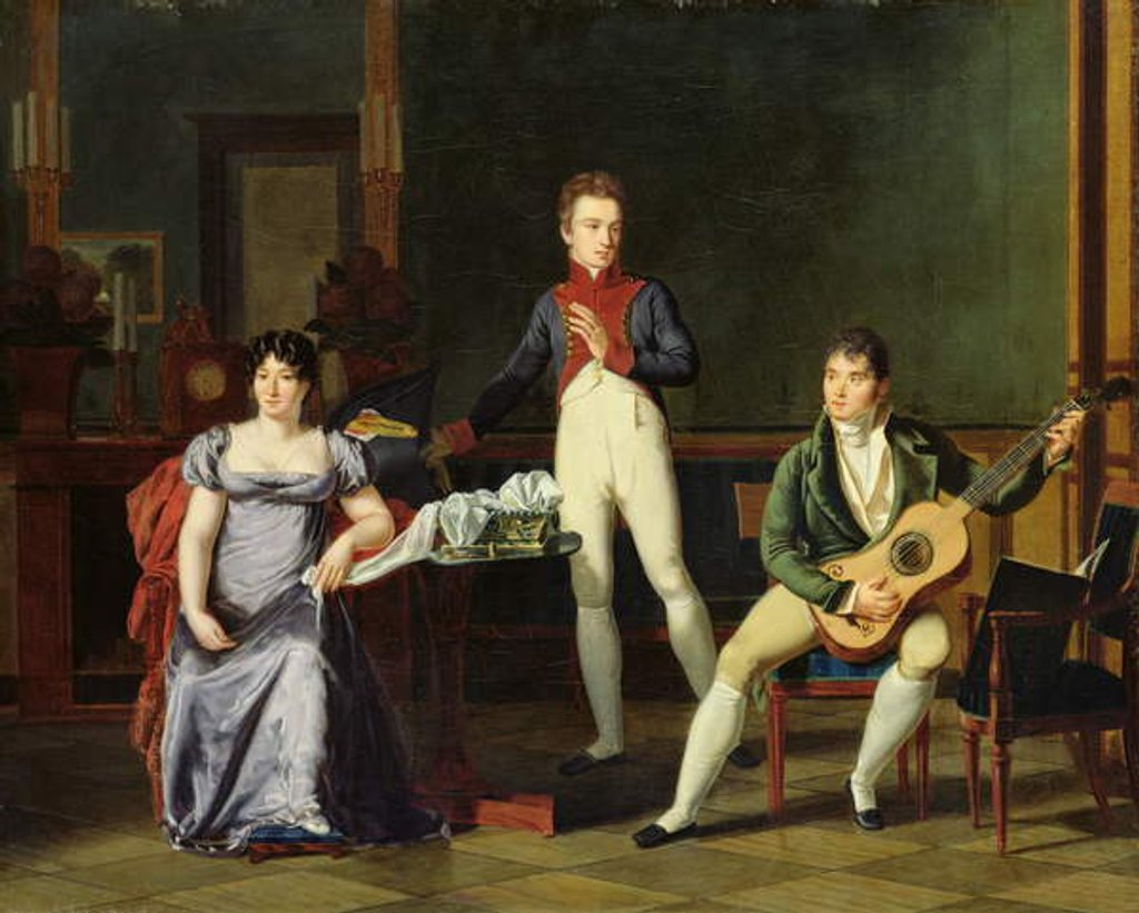 Detail of A Musician and his Family, possibly Fernando Sor by French School