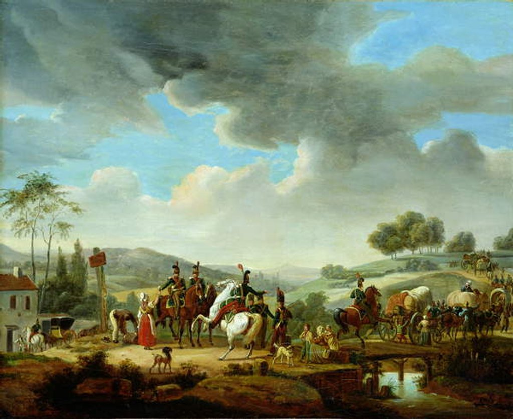 Detail of Convoy Escorted by French Dragoons by Jacques Francois Joseph Swebach