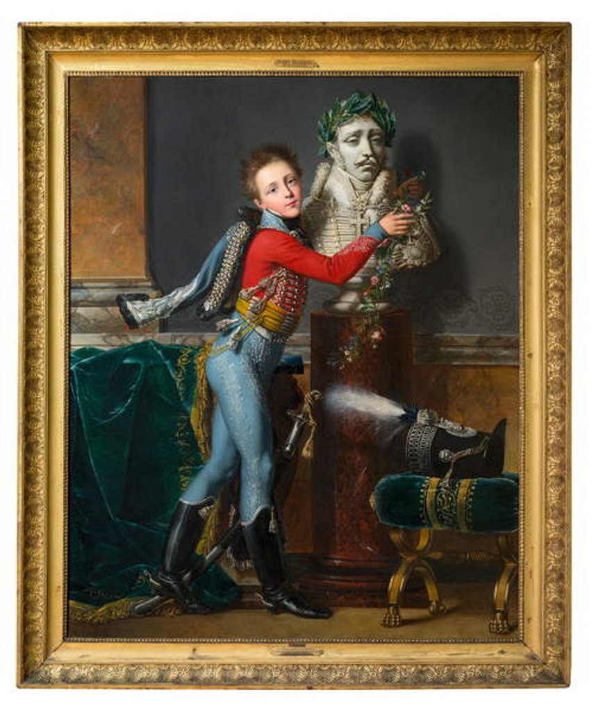 Detail of The young Vicomte de Laborde with the bust of his dead father at Wagram by Alexandre-Jean Dubois Drahonet