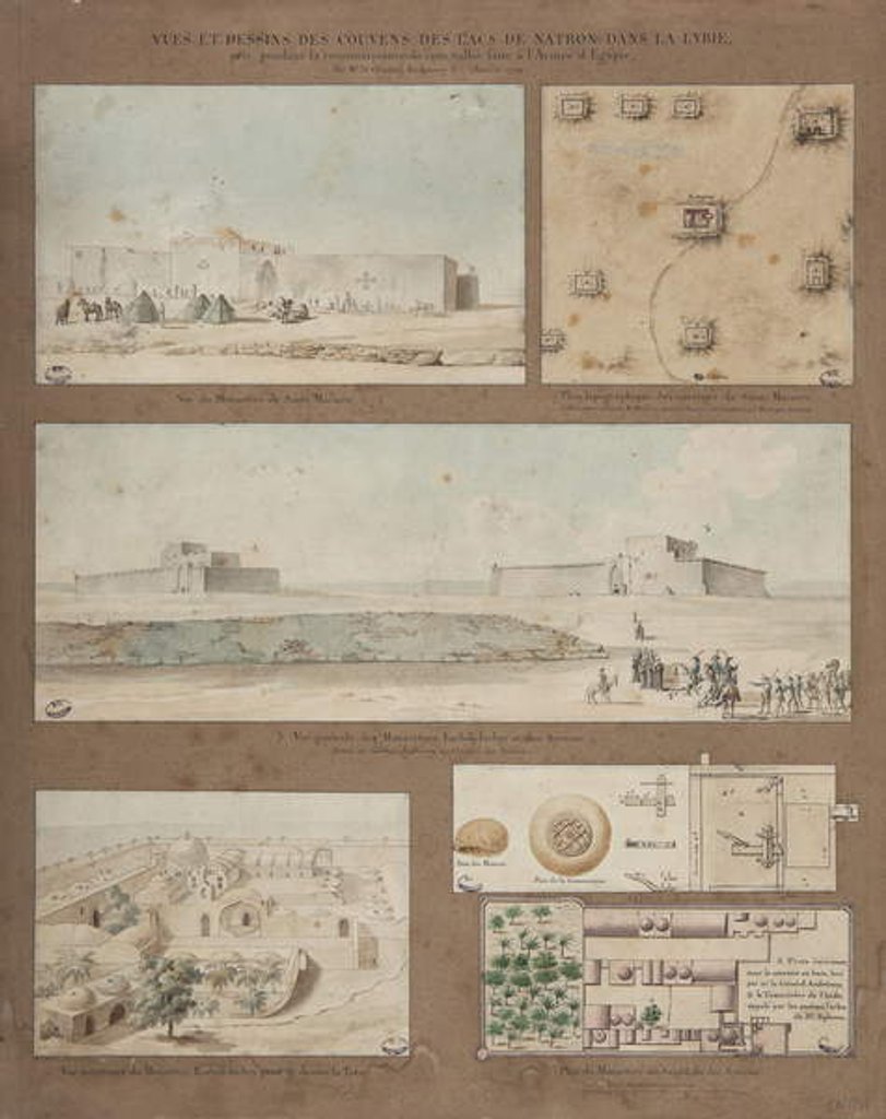 Detail of Six views and drawings of Lake Natron in Libya, made during the reconnaissance mission of the Egyptian Army led by General Andreossy, 1799 by Henri Joseph Redoute