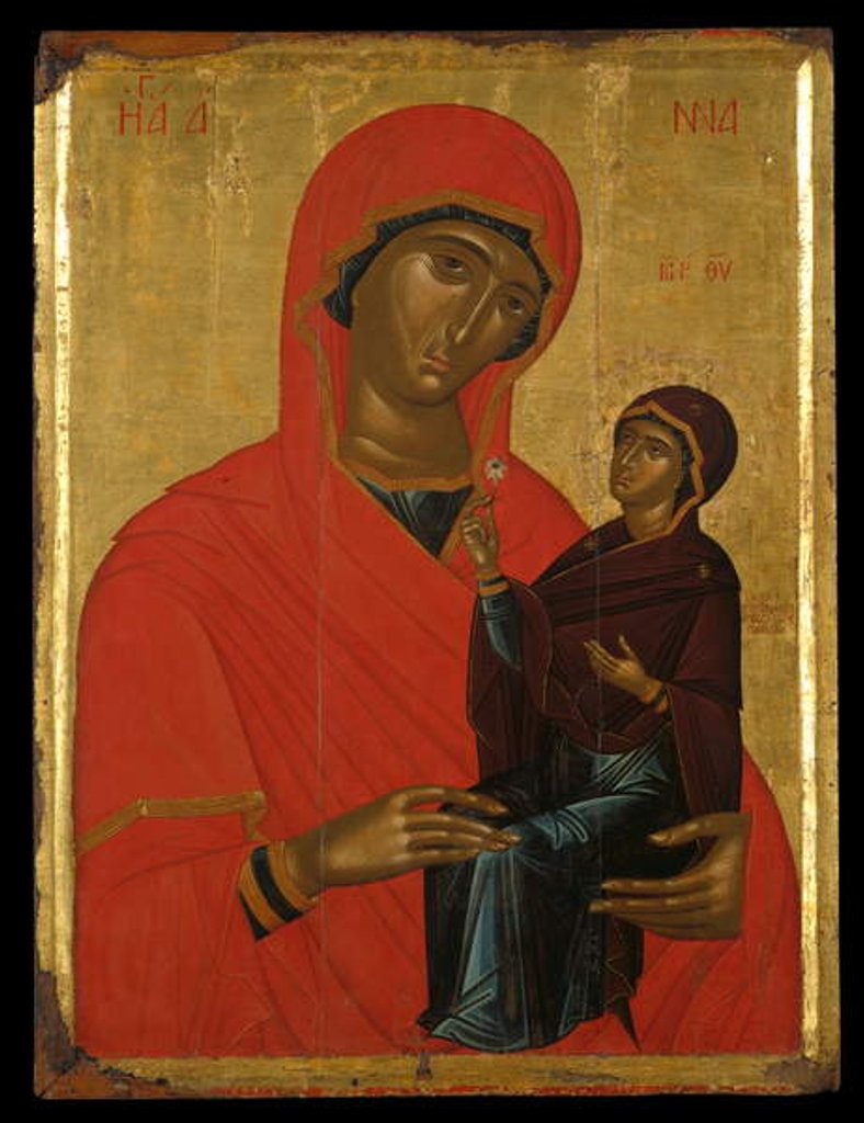 Detail of Icon of St Anne and the Virgin by Greek School