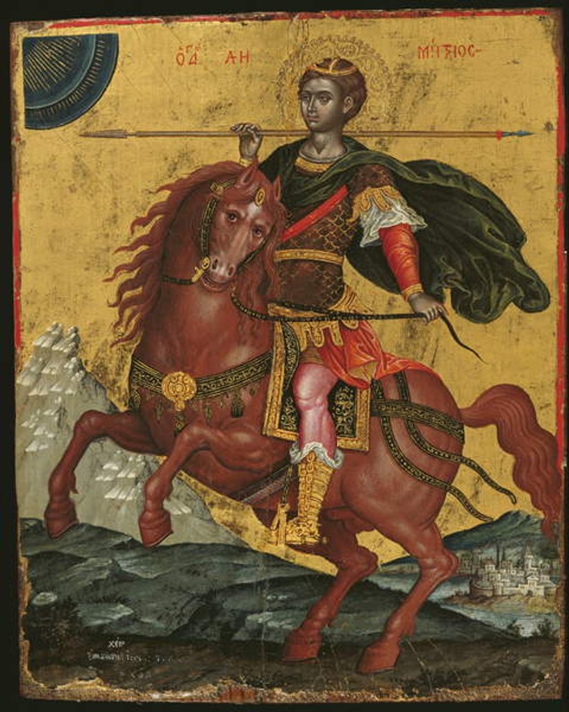 Detail of Icon of St Demetrios on Horseback, 1672 by Emmanuel Tzanes