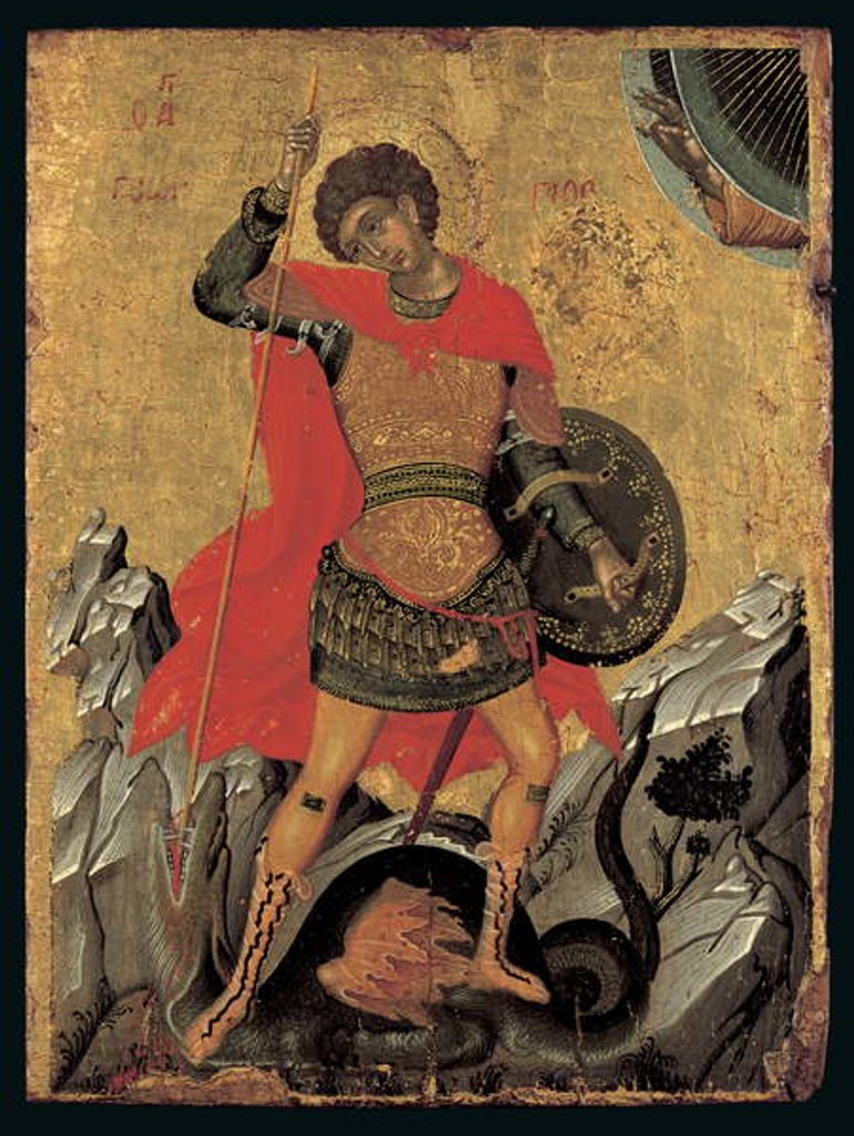 Detail of Icon of St George Slaying the Dragon by Greek School