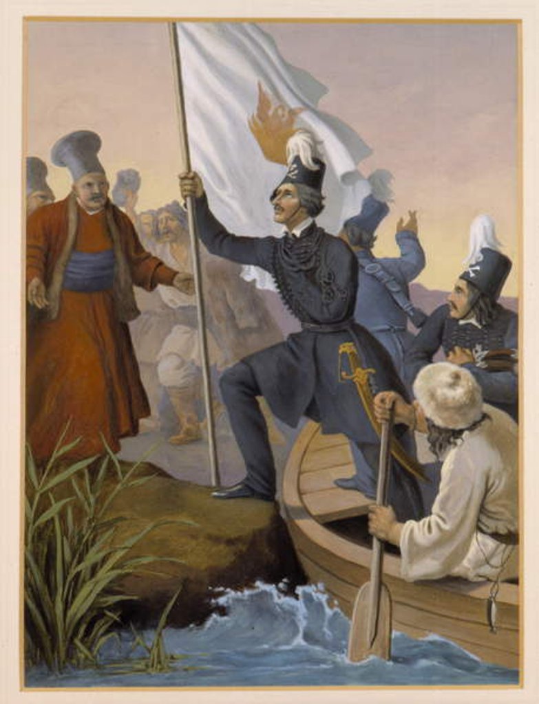 Detail of Alexandros Ypsilantis crossing the Prouthos river, February 1821 by Peter von Hess