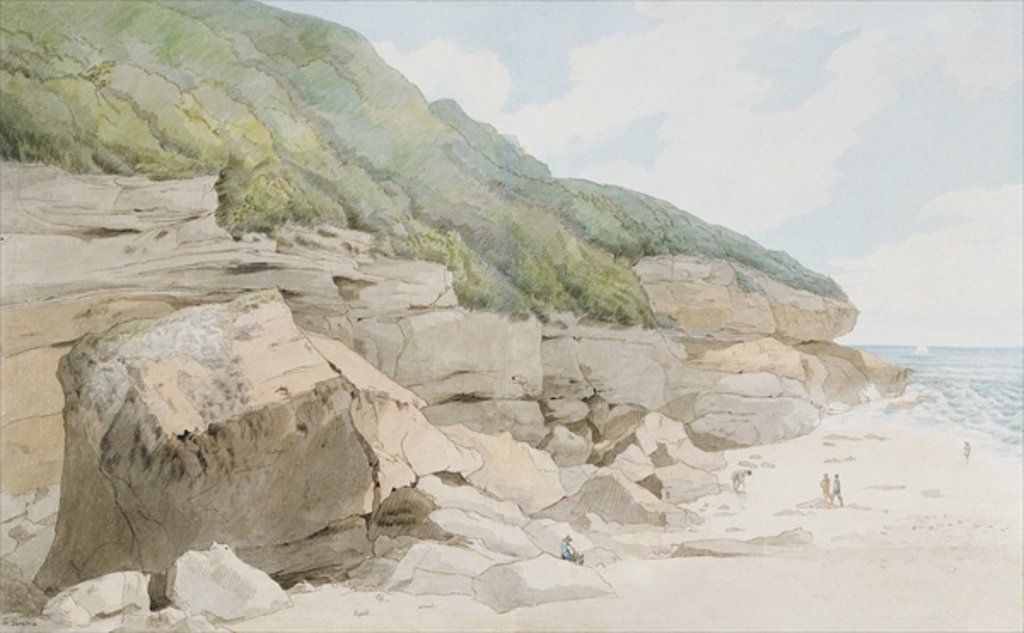 Detail of Beach Scene, Exmouth by Francis Towne
