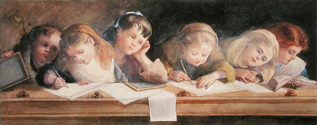 Detail of The Writing Lesson, 1880 by Louisa Anne Marchioness of Waterford