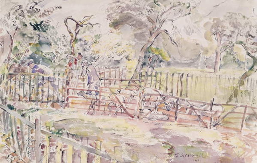 Detail of Sheep dipping, New Street, Ridley, 1941 by Thomas Barclay Hennell