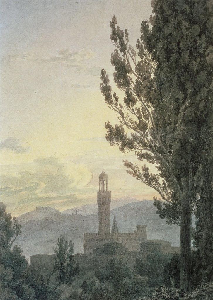 Detail of The Palazzo Vecchio from the Boboli Gardens, Florence by John Robert Cozens