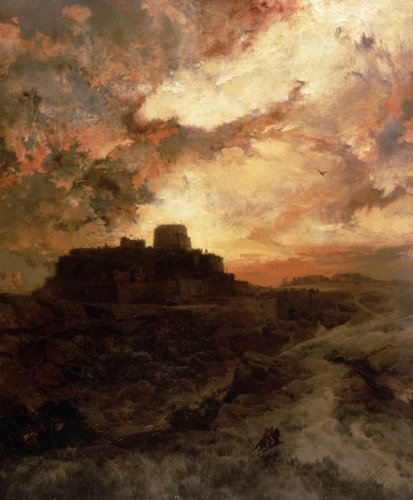 Detail of Sunset, Pueblo del Walpe, Arizona, 1880 by Thomas Moran