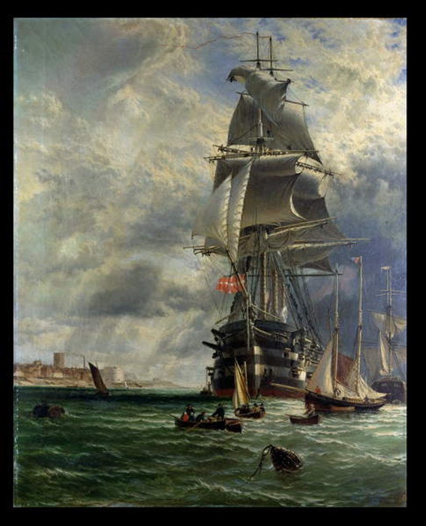 Detail of H.M.S. St. Vincent at her Moorings off the Entrance to Haslar Creek, Portsmouth, 1868 by Henry Thomas Dawson