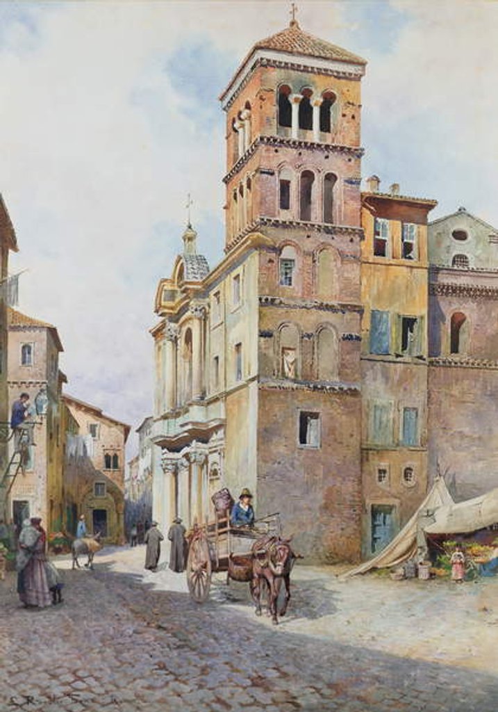 Detail of View of Santa Maria in Monticelli, Rome by Ettore Roesler Franz