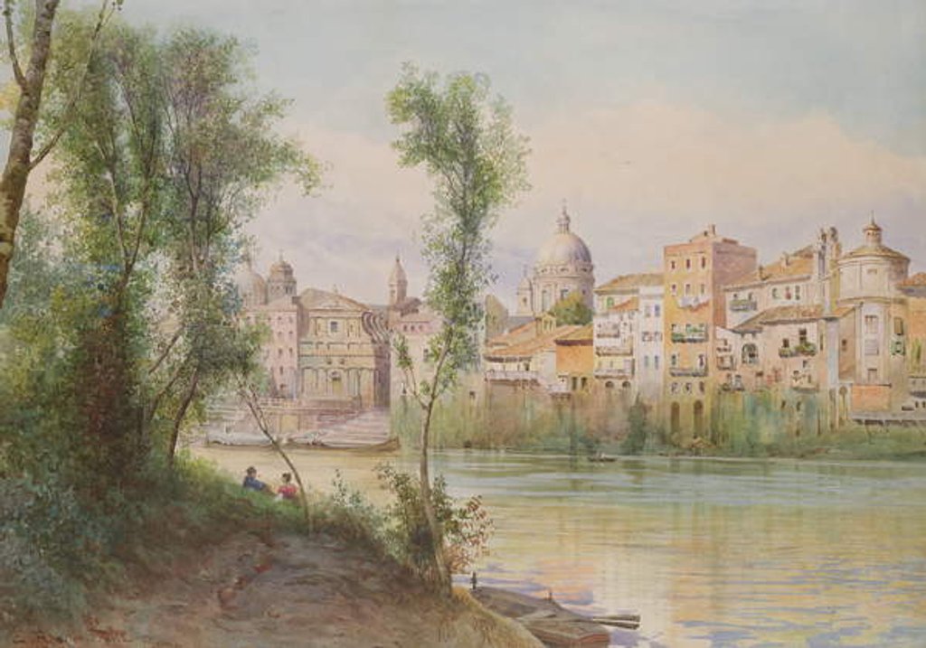 Detail of View of the Porto di Ripetta dai Prati, Rome by Ettore Roesler Franz