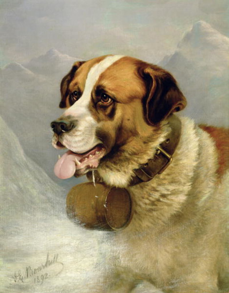 Detail of A Portrait of a St. Bernard in an Alpine Landscape by James E. Bourhill
