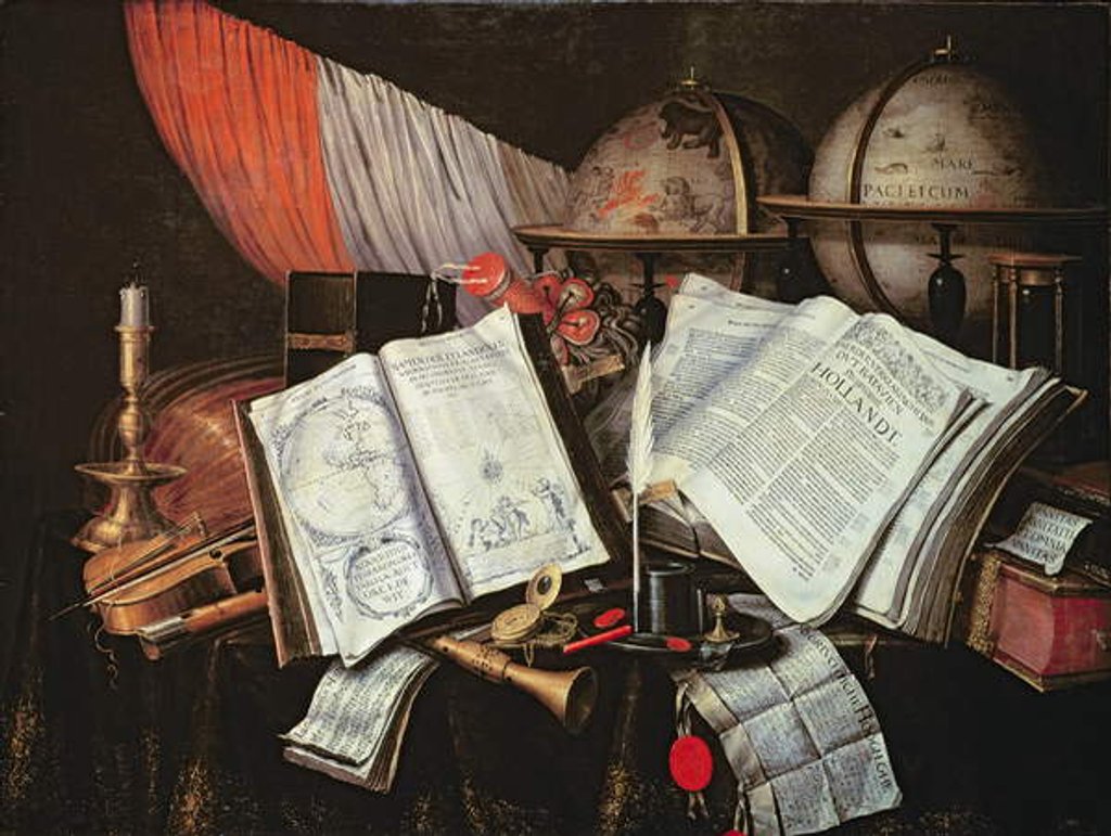 Detail of Vanitas by Edwaert Colyer or Collier