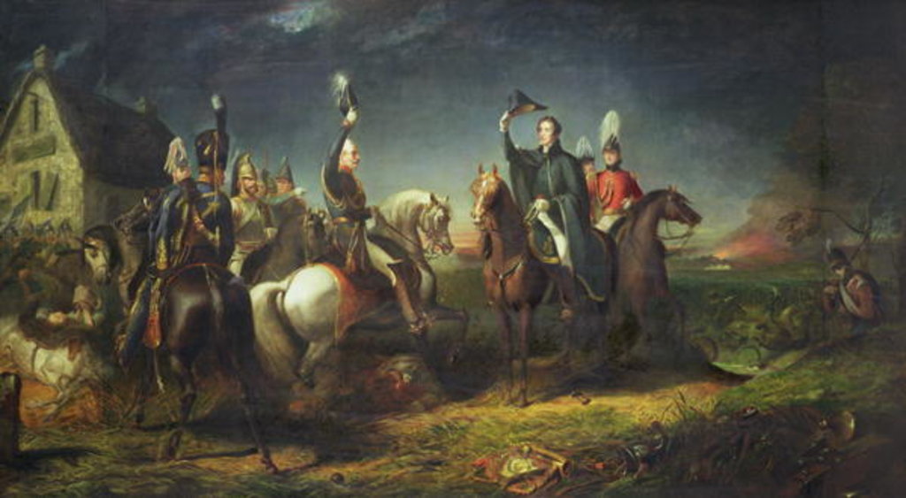 Detail of The Meeting of the Duke of Wellington and Field Marshal Blucher on the Evening of the Victory of Waterloo at La Belle Alliance, 1854 by Thomas Jones Barker