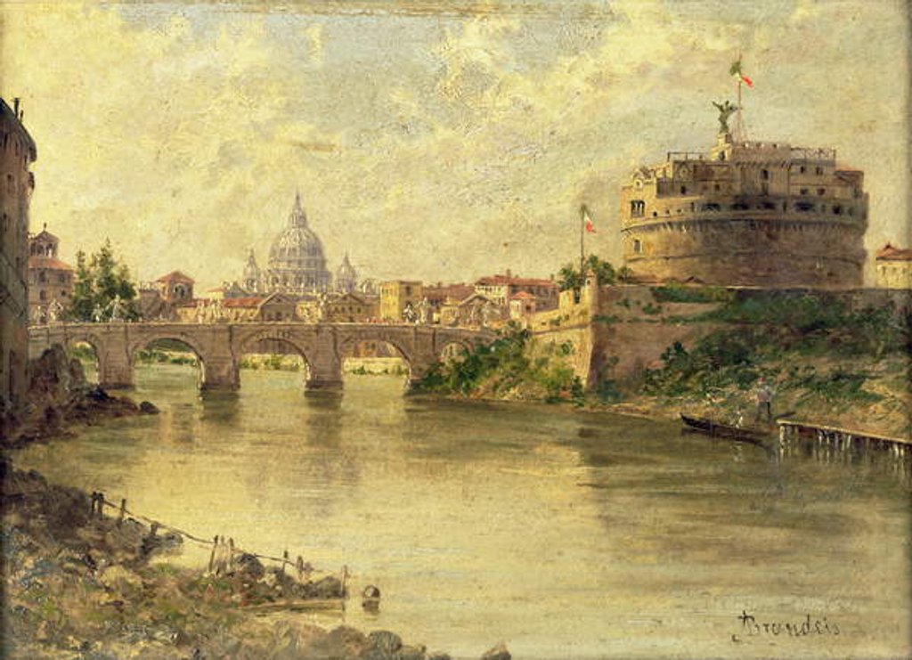 Detail of Castel Sant'Angelo and St. Peter's from the Tiber by Antonietta Brandeis