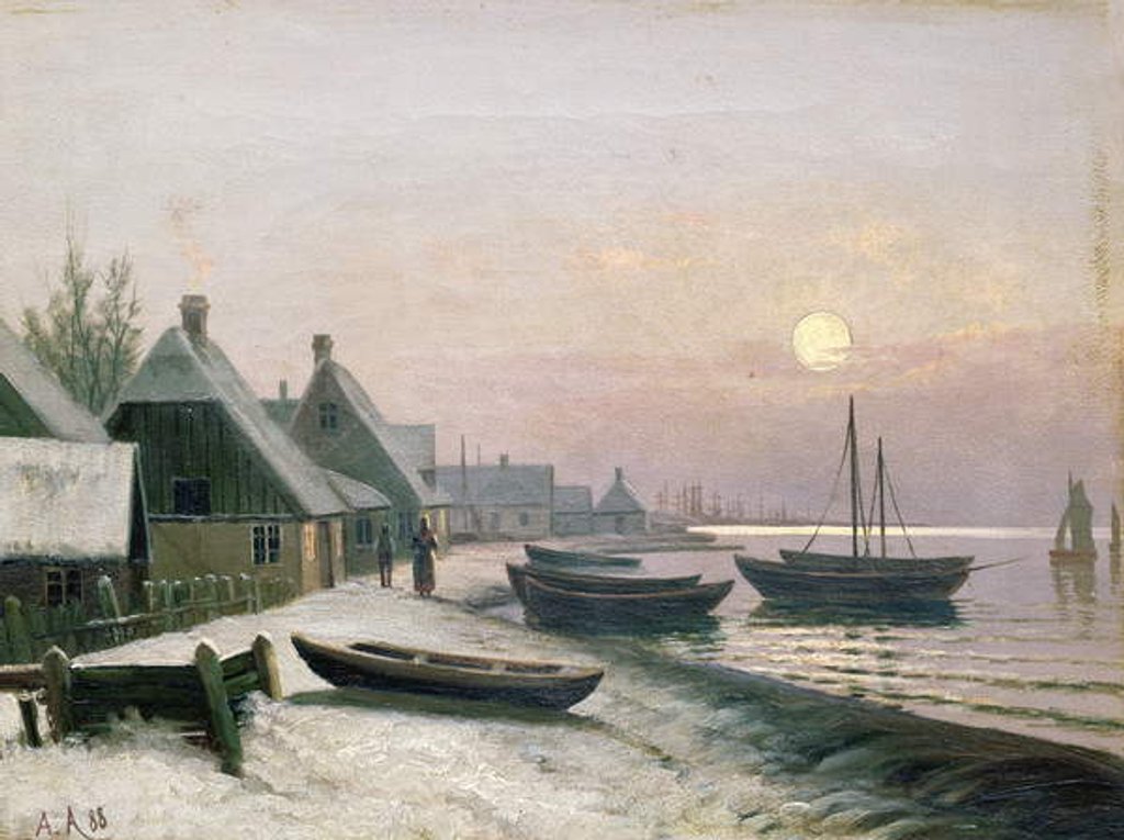 Detail of Fishing Boats in the Winter Sunlight by Anders Andersen-Lundby