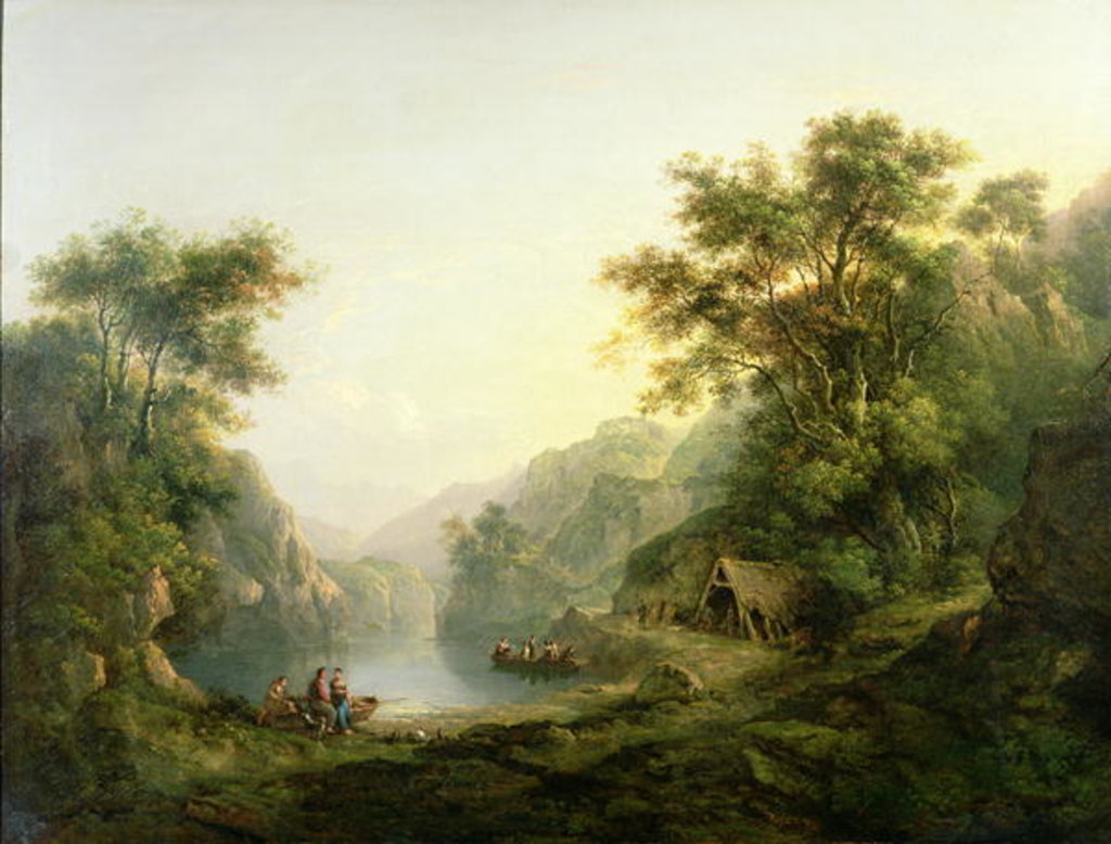 Detail of The Fishing Party, Loch Katrine, Scotland by Alexander Nasmyth