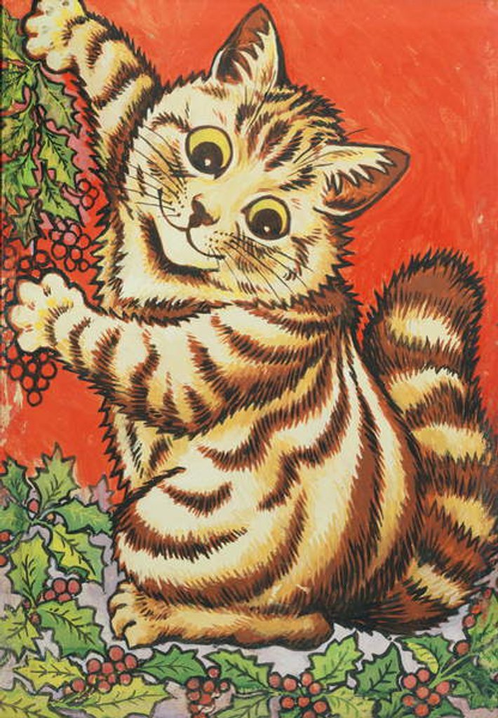 Detail of Christmas Cat by Louis Wain