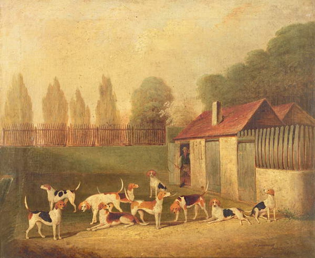 Detail of Foxhounds in a Kennelyard by Thomas Henwood