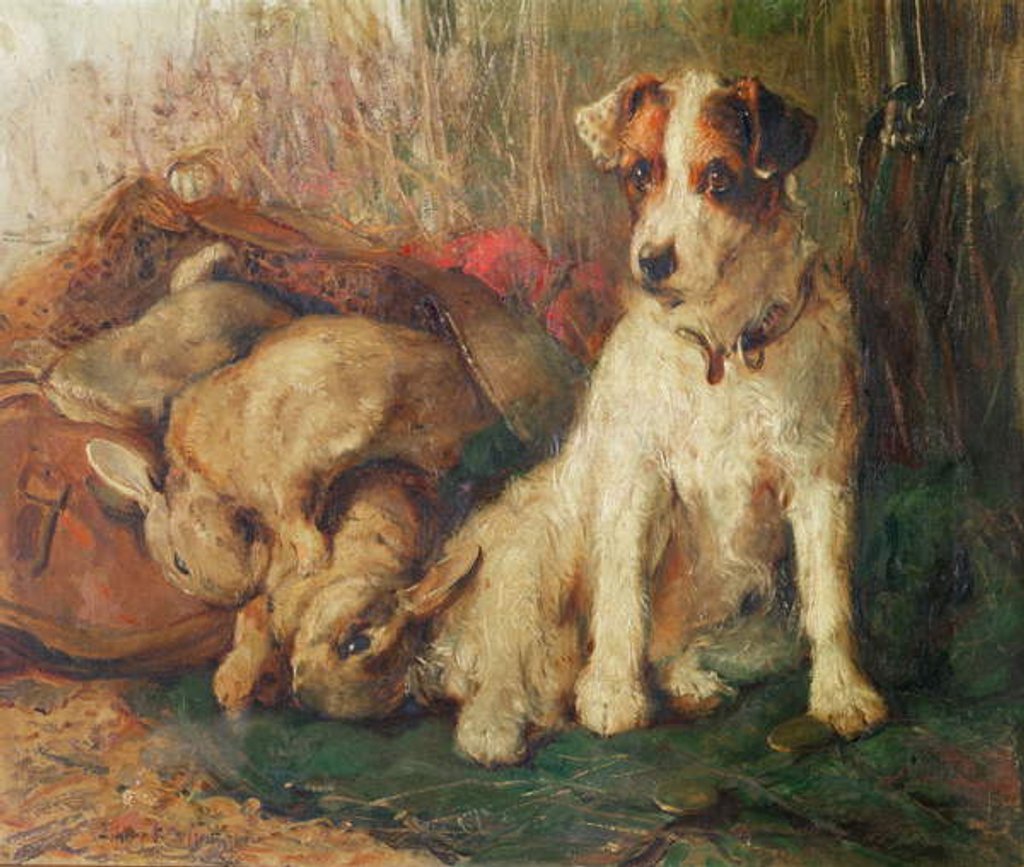Detail of Left in Charge - A Fox Terrier with Game by Philip Eustace Stretton