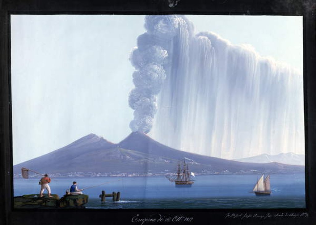 Detail of Naples: Vesuvius erupting, 26th October 1822 by Neapolitan School