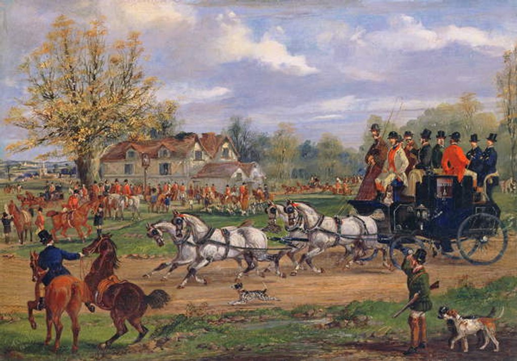 Detail of Stage Coach passing a meet outside an Inn, 1862 by Samuel Henry Alken