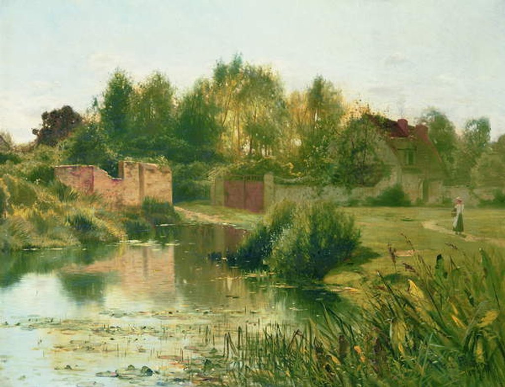 Detail of The Village Pond, 1879 by Ernest Parton