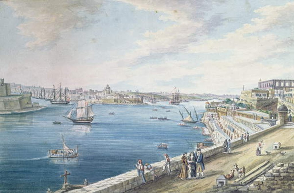 Detail of The Grand Harbour, Valletta, Malta by Charles Frederick de Brocktorff