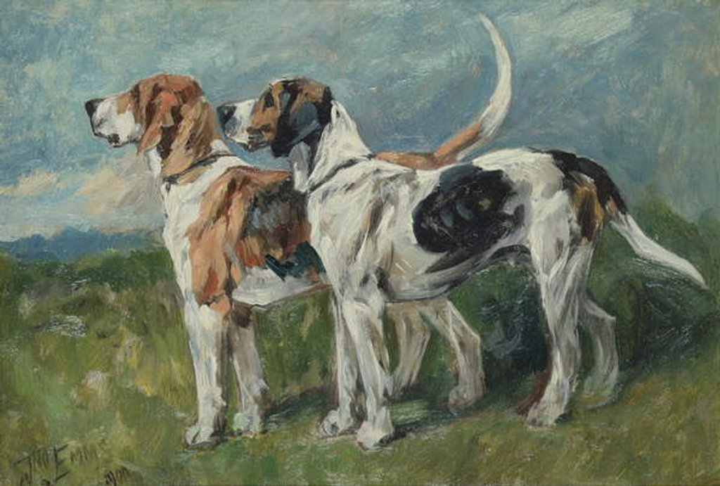 Detail of Pair of Foxhounds, 1900 by John Emms